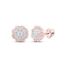  10k Rose Gold Womens Round Diamond Cluster Earrings 5/8 Cttw