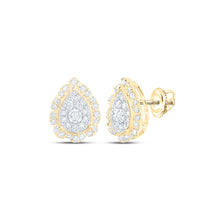  10k Yellow Gold Womens Round Diamond Teardrop Earrings 3/8 Cttw