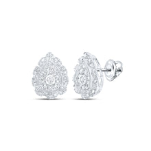  10k White Gold Womens Round Diamond Teardrop Earrings 3/8 Cttw