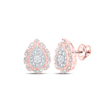  10k Rose Gold Womens Round Diamond Teardrop Earrings 3/8 Cttw