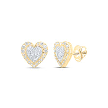  10k Yellow Gold Womens Round Diamond Heart Earrings 1/2 Cttw
