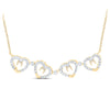 10k Yellow Gold Womens Round Diamond Convertible Heart Necklace 3/8 Cttw