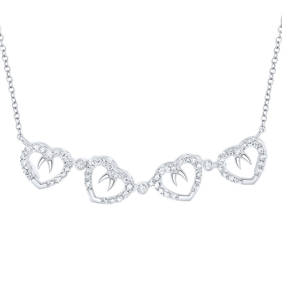 10k White Gold Womens Round Diamond 18-inch Convertible Heart Necklace 3/8 Cttw