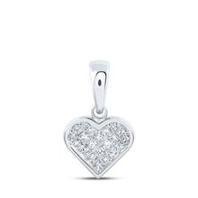  10k White Gold Womens Princess Diamond Heart Pendant 1/4 Cttw