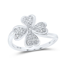  10k White Gold Womens Round Diamond Clover Heart Ring 1/4 Cttw