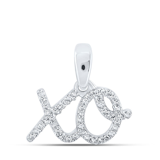10k White Gold Womens Round Diamond XO Fashion Pendant 1/10 Cttw
