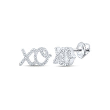  10k White Gold Womens Round Diamond XO Fashion Earrings 1/6 Cttw