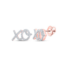  10k Rose Gold Womens Round Diamond XO Fashion Earrings 1/6 Cttw