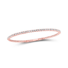  10k Rose Gold Womens Round Diamond Flexible Bangle Bracelet 1 Cttw