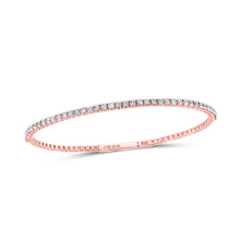  10k Rose Gold Womens Round Diamond Flexible Bangle Bracelet 1-1/4 Cttw