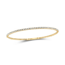  10k Yellow Gold Womens Round Diamond Flexible Bangle Bracelet 1-1/3 Cttw