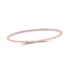  10k Rose Gold Womens Round Diamond Flexible Bangle Bracelet 1-1/3 Cttw