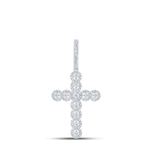  10k White Gold Mens Round Diamond Cross Charm Pendant 3/4 Cttw