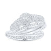 10k White Gold His Hers Round Diamond Halo Matching Wedding Set 1 Cttw