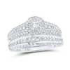 10k White Gold His Hers Round Diamond Halo Matching Wedding Set 1-3/4 Cttw