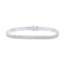  14k White Gold Womens Round Diamond 3-Row Tennis Bracelet 4 Cttw