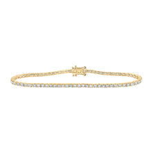  14k Yellow Gold Womens Round Diamond Single Row Tennis Bracelet 2-7/8 Cttw