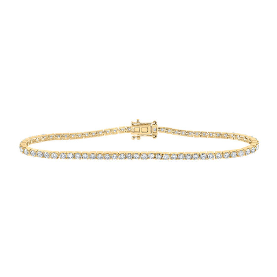 14k Yellow Gold Womens Round Diamond Single Row Tennis Bracelet 2-7/8 Cttw