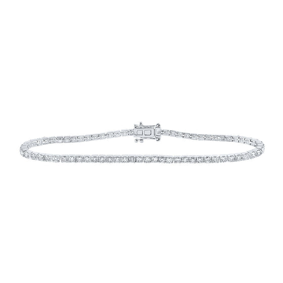 14k White Gold Womens Round Diamond Single Row Tennis Bracelet 2-7/8 Cttw
