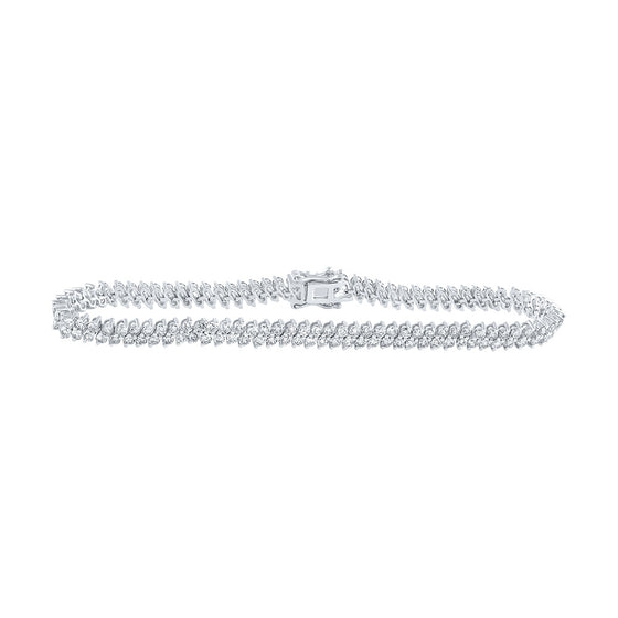 14k White Gold Womens Round Diamond Tennis Bracelet 4-7/8 Cttw