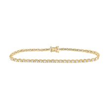  14k Yellow Gold Womens Round Diamond Single Row Tennis Bracelet 2 Cttw