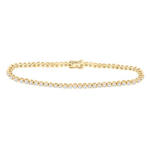  14k Yellow Gold Womens Round Diamond Single Row Tennis Bracelet 2 Cttw