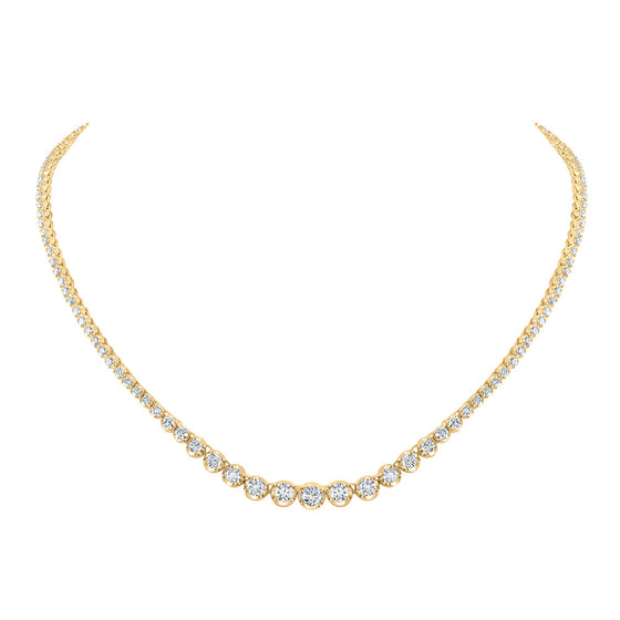 14k Yellow Gold Womens Round Diamond Graduated Tennis Necklace 5-3/4 Cttw