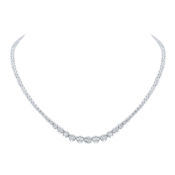 14k White Gold Womens Round Diamond Graduated Tennis Necklace 5-3/4 Cttw
