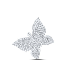  10k White Gold Womens Round Diamond Butterfly Pendant 1/2 Cttw