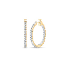  14k Yellow Gold Womens Round Diamond Hoop Earrings 1-3/4 Cttw