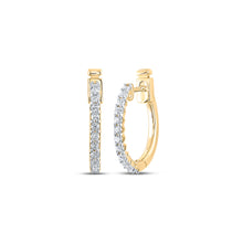  14k Yellow Gold Womens Round Diamond Hoop Earrings 1/2 Cttw