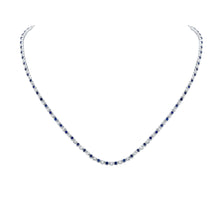  14k White Gold Womens Round Blue Sapphire Diamond 18-inch Tennis Necklace 5-5/8 Cttw