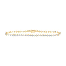  10k Yellow Gold Womens Round Diamond 8-inch Heart Bracelet 1 Cttw