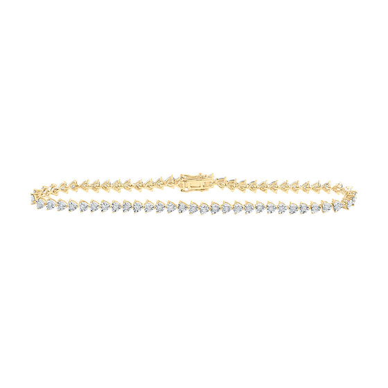 10k Yellow Gold Womens Round Diamond 8-inch Heart Bracelet 1 Cttw