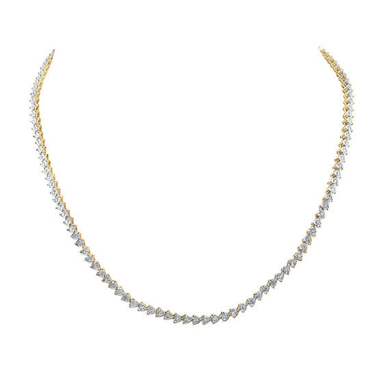 10k Yellow Gold Womens Round Diamond Heart 18-inch Link Necklace 2-1/3 Cttw