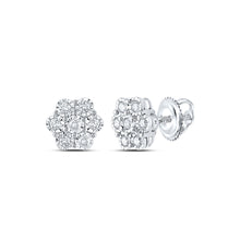  10k White Gold Womens Round Diamond Cluster Earrings 1/3 Cttw