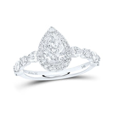  14k White Gold Pear Diamond Halo Bridal Wedding Engagement Ring 1-7/8 Cttw