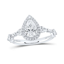  14k White Gold Pear Diamond Halo Bridal Wedding Engagement Ring 1-7/8 Cttw