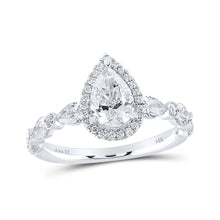  14k White Gold Pear Diamond Halo Bridal Wedding Engagement Ring 2 Cttw