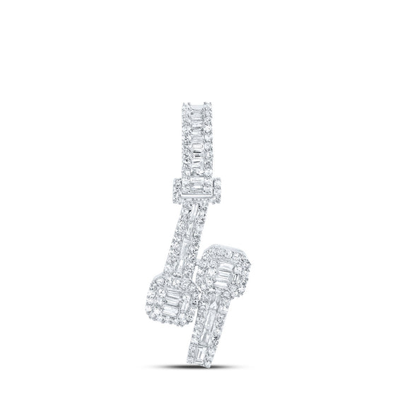 10k White Gold Womens Round Diamond Square Cuff Fashion Pendant 1 Cttw