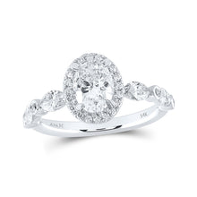  14k White Gold Oval Diamond Halo Bridal Wedding Engagement Ring 1-7/8 Cttw