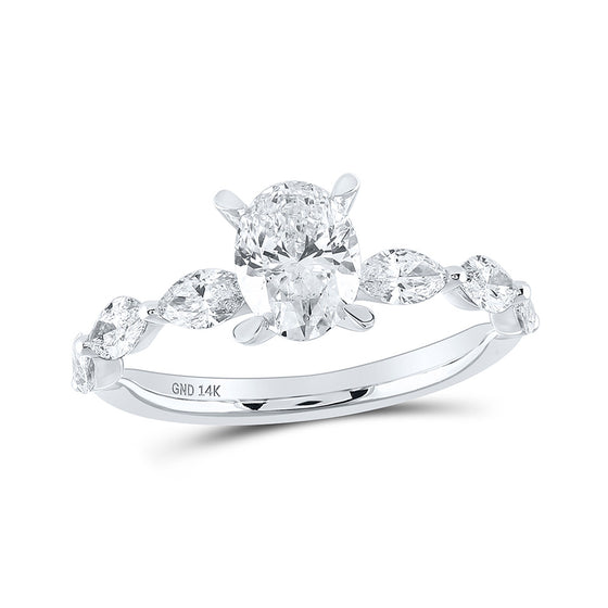 14k White Gold Oval Diamond Solitaire Bridal Wedding Engagement Ring 1-3/4 Cttw