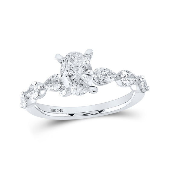 14k White Gold Oval Diamond Solitaire Bridal Wedding Engagement Ring 1-7/8 Cttw