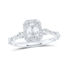  14k White Gold Emerald Diamond Halo Bridal Wedding Engagement Ring 1-3/4 Cttw