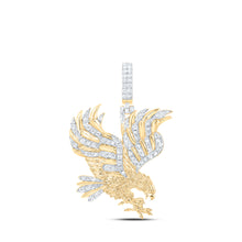  10k Yellow Gold Mens Round Diamond Eagle Charm Pendant 7/8 Cttw