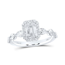  14k White Gold Emerald Diamond Halo Bridal Wedding Engagement Ring 2 Cttw