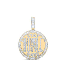  10k Yellow Gold Mens Baguette Diamond Stay Humble Hustle Hard Phrase Charm Pendant 3-3/4 Cttw