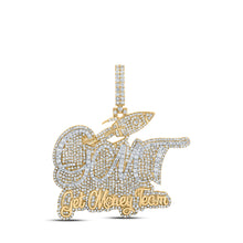  10k Yellow Gold Mens Round Diamond GET MONEY TEAM Charm Pendant 3-3/4 Cttw