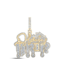  10k Yellow Gold Mens Round Diamond HOUSE OF DRIP Phrase Charm Pendant 2-7/8 Cttw