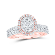  10k Rose Gold Round Diamond Bridal Wedding Ring Band Set 1 Cttw